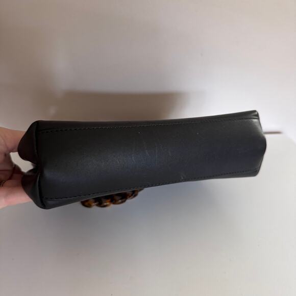 Ralph Lauren Black Leather Tortoise Chain Link Small Tote Bag Made in Italy - Picture 7 of 12